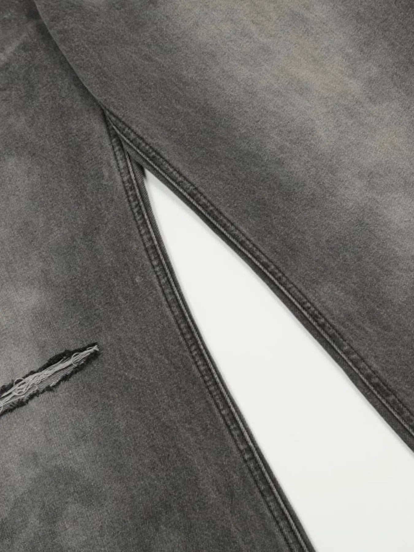 Men's Vintage Washed Distressed Wide-Leg Jeans