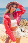 BiBi Rhinestone Fringe with Studed Collar Jacket