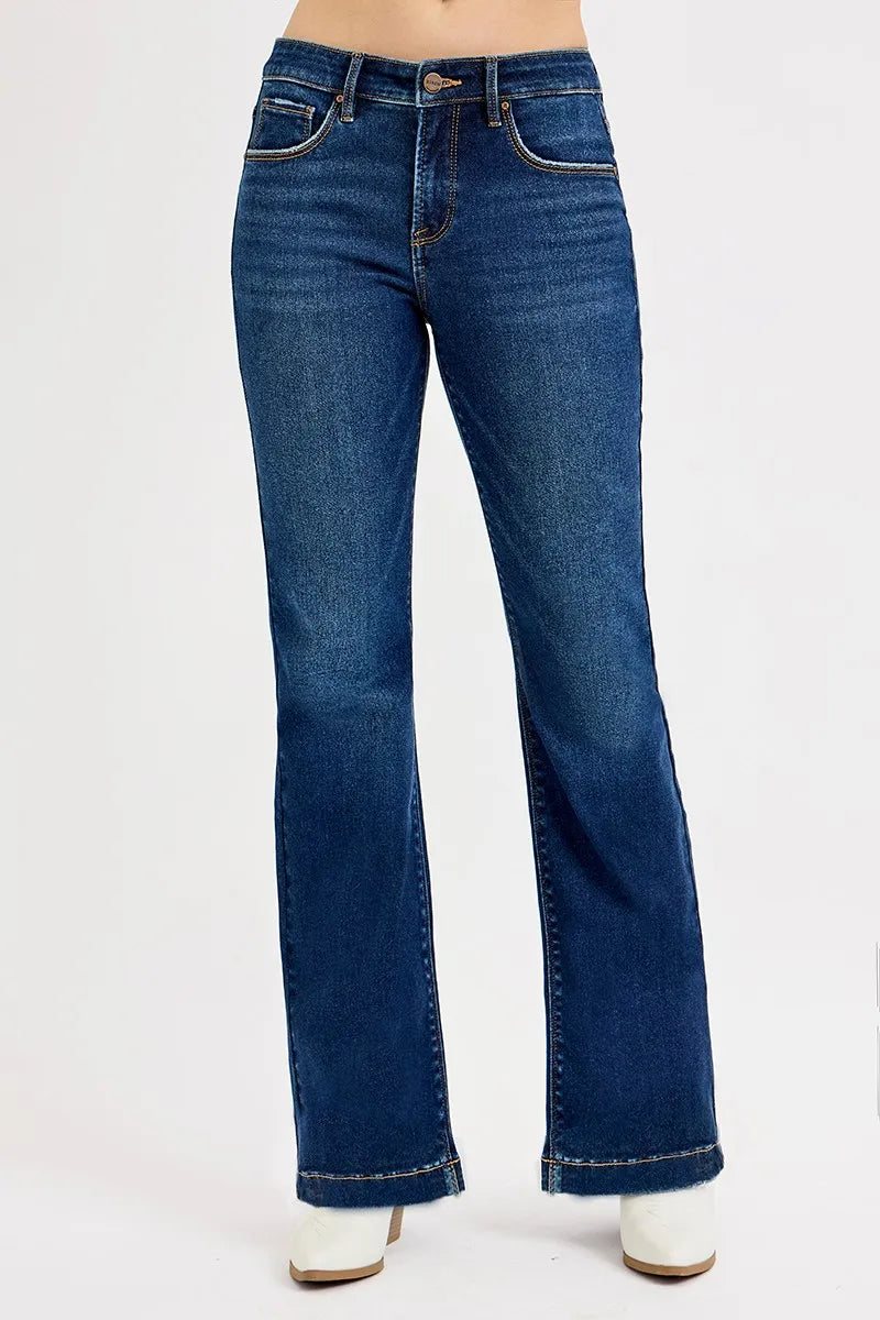 RISEN Full SIze Tummy Control Mid Rise Flare Jeans Plus SIze