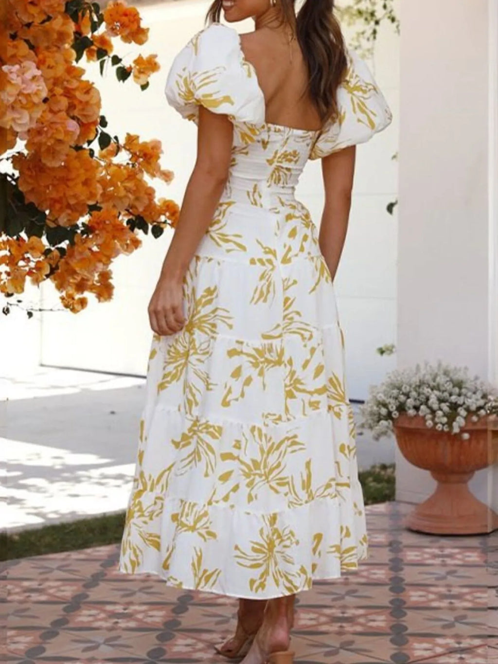 Off-Shoulder Floral Tiered Dress with Ruffle Details