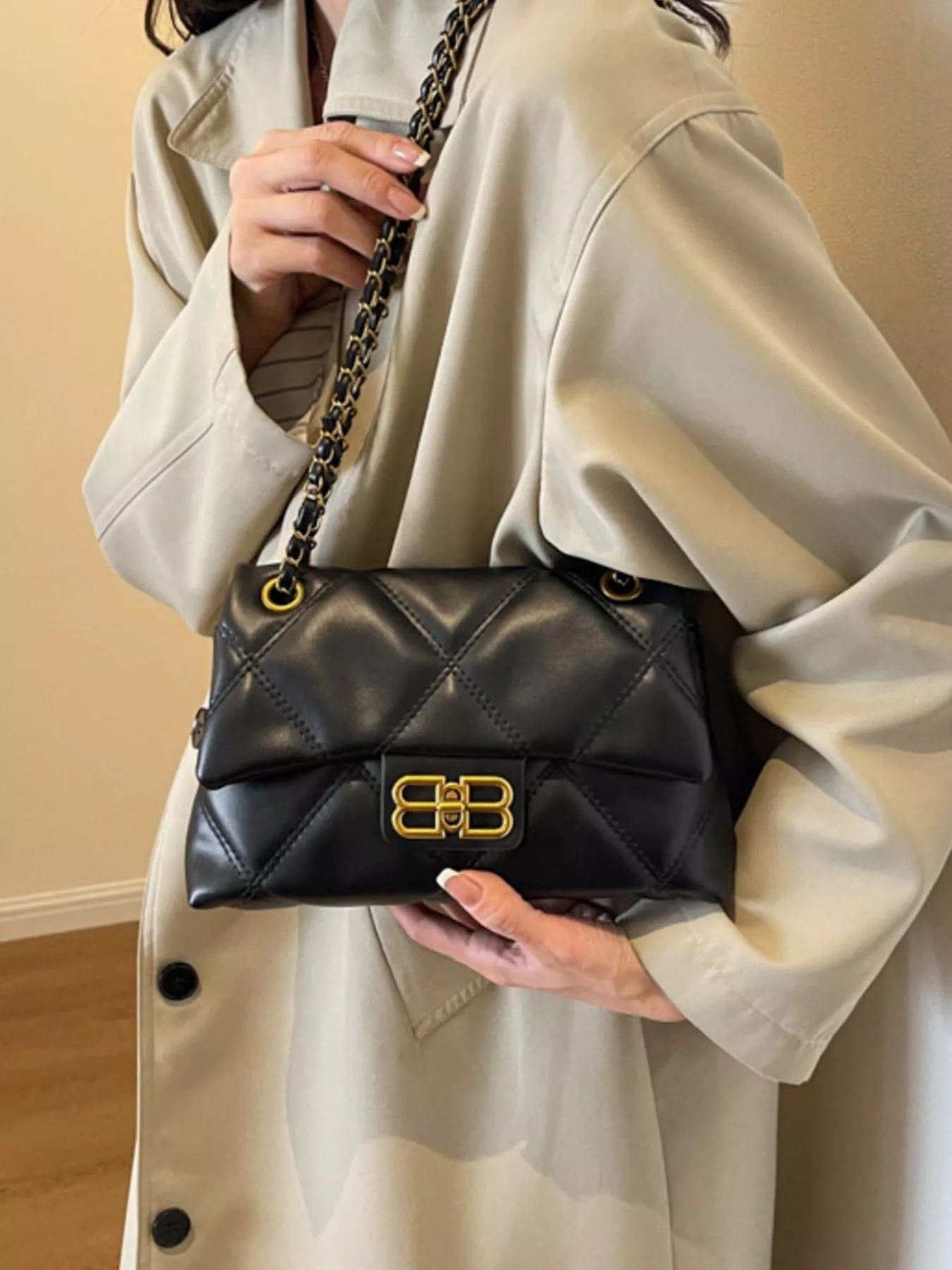 Quilted Flap Chain Crossbody Bag