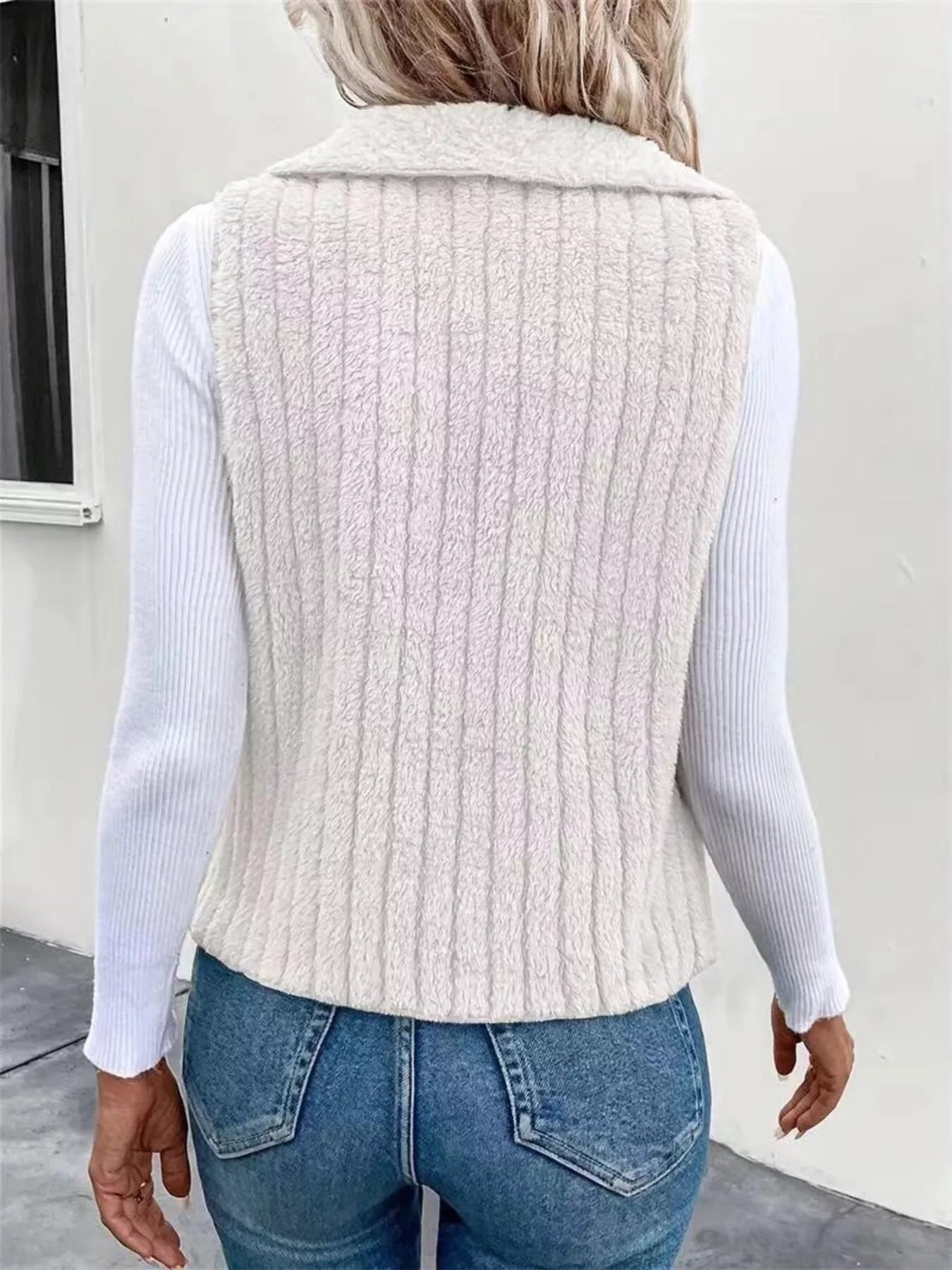 Cozy Fleece Open Front Vest Coat