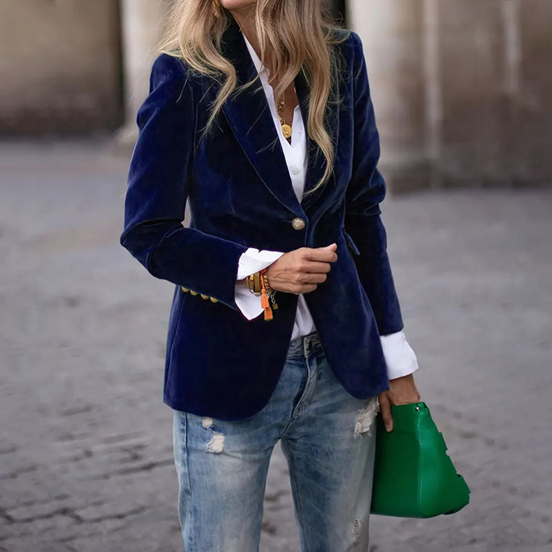 Velvet Lapel Casual Suit Business Fashion Slim Single-breasted Jacket Outwear Clothing For Women