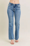 Judy Blue Full Size Mid Rise Wash Destroy Hem Bootcut Jeans Plus Size