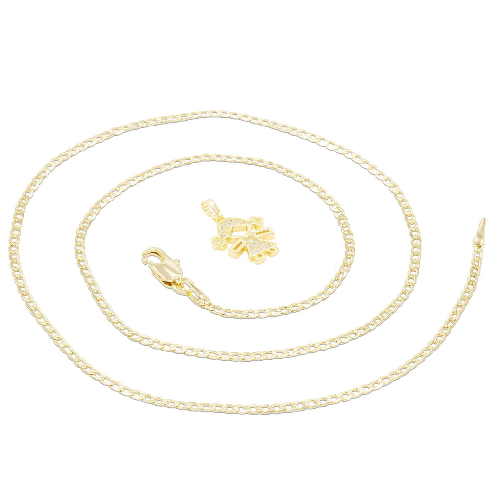 Girl Cubic Zirconia Pendant With Necklace Set 14K Gold Filled