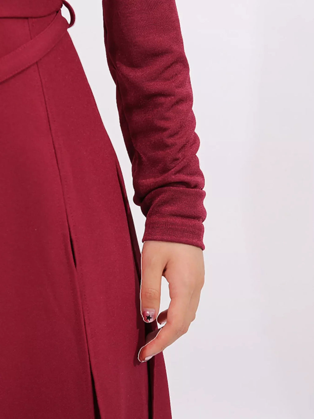 Slit Spaghetti Strap Long Sleeve Dress