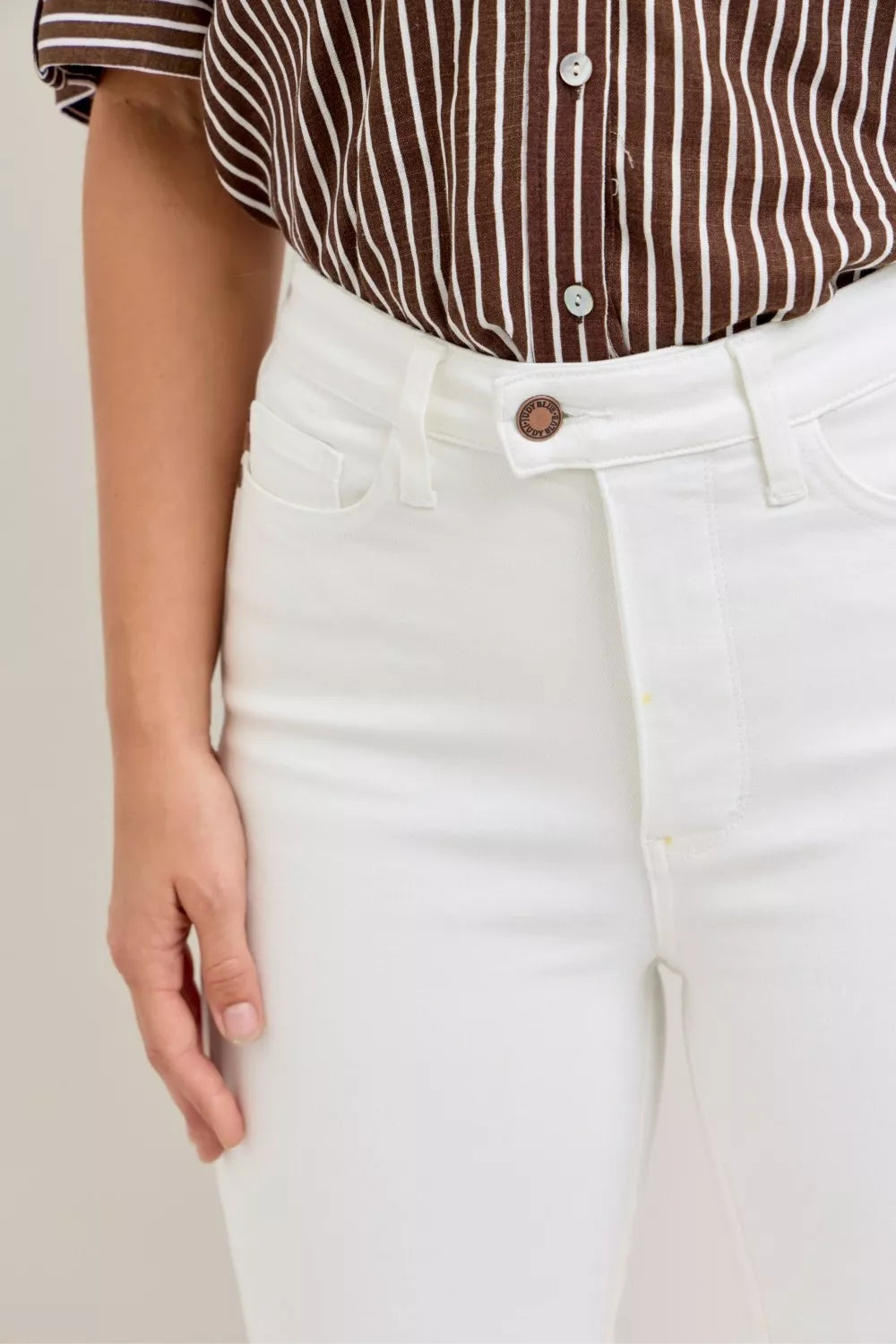 Judy Blue High Waist Extended Waistband Capri Pants with Spade Pockets