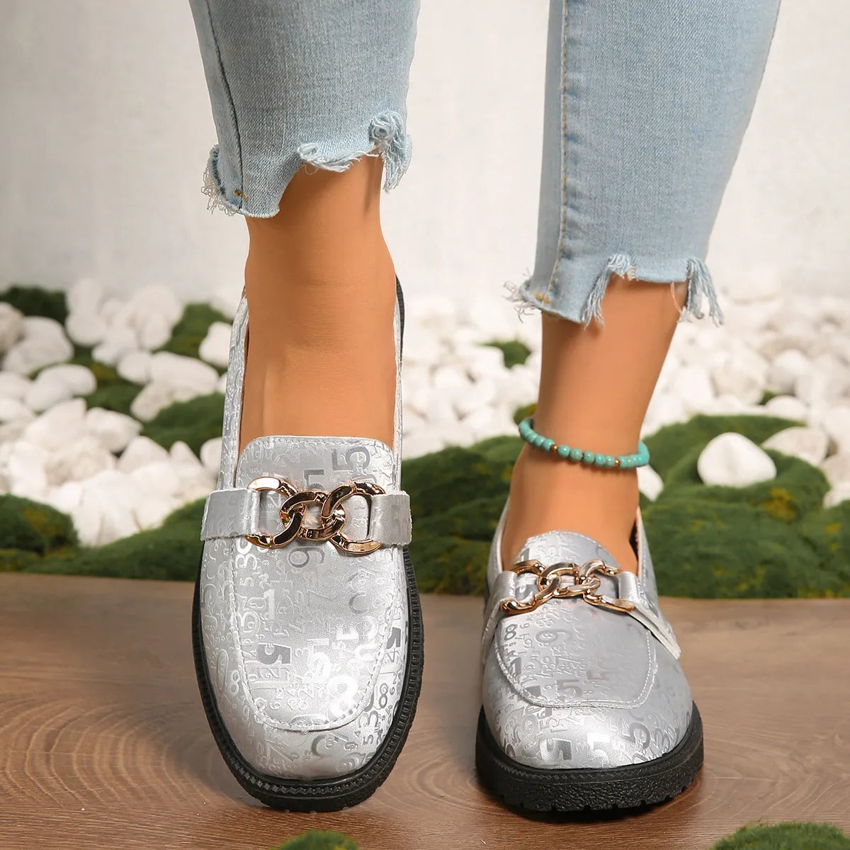 Round Toe Block Heels Loafers