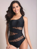 One Shoulder Polka Dot One-Piece Swimwear