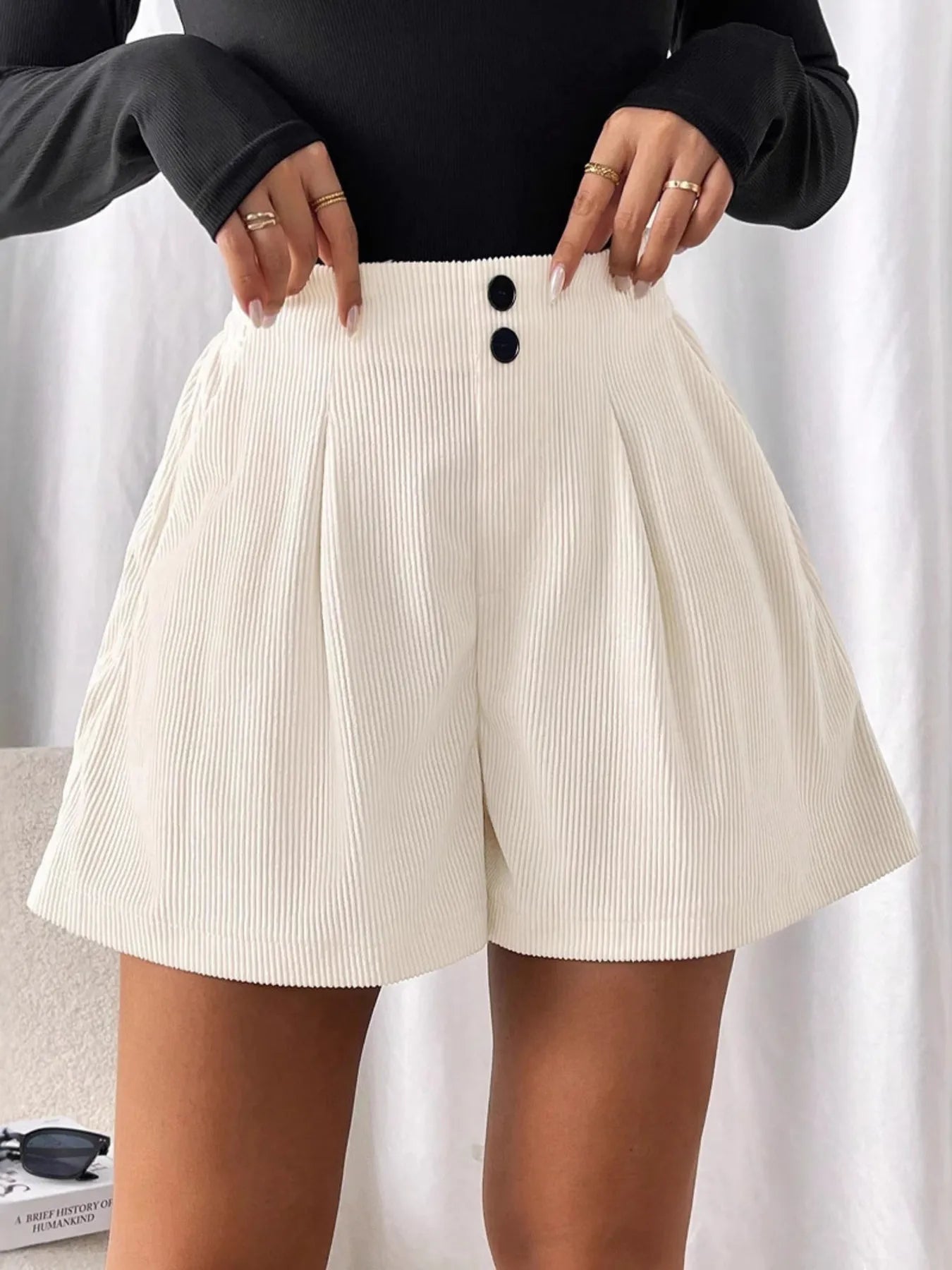 High Waisted Corduroy Shorts