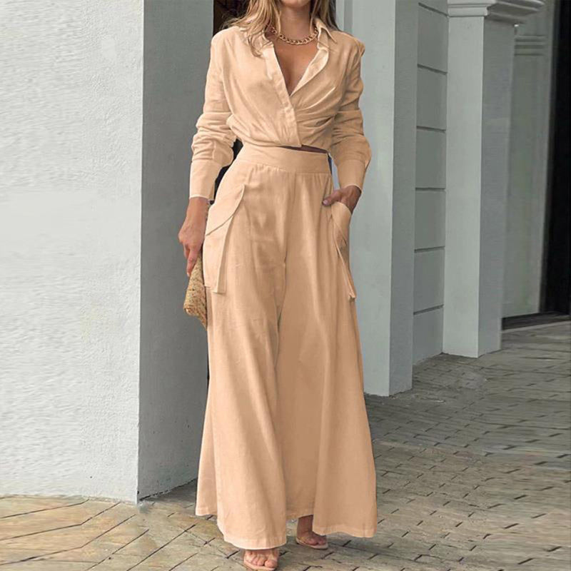 Women's Plus Size Wide Leg Elegant Pant Set
