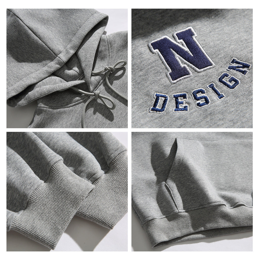 Simple Letter Embroidery Couple Hoodies Men And Women Casual Sweatshirt