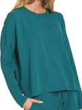 Zenana Corded Rib Long Sleeve Tee and Shorts Set