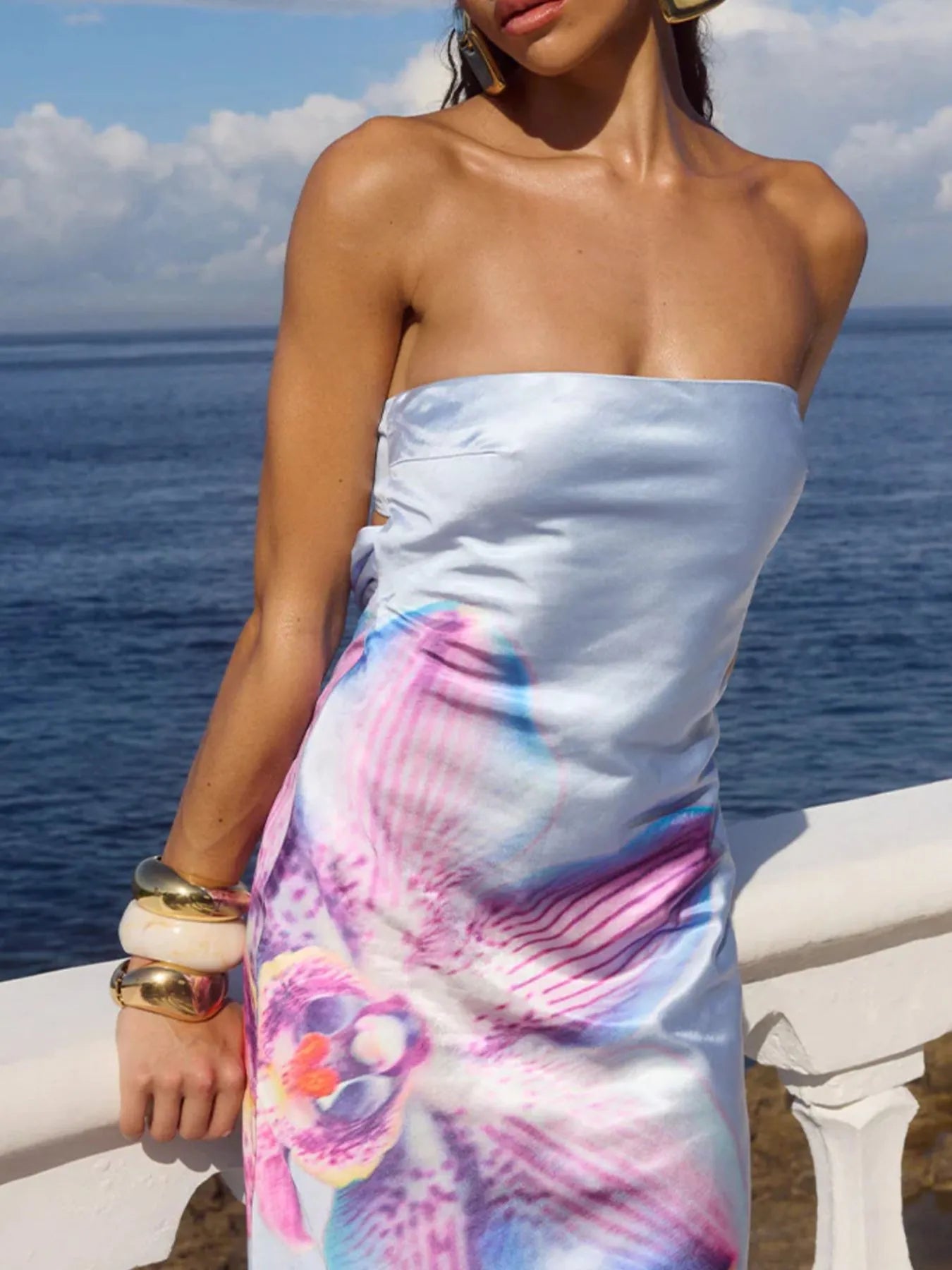 Printed Tube Maxi Dress