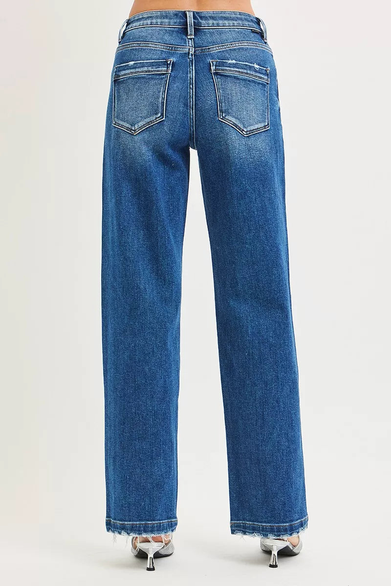 RISEN Full Size Slouchy Baggy Jeans Pocket Side Seam Detail Plus Size