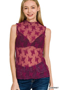 Zenana Lace See-through Layering Sleeveless Top