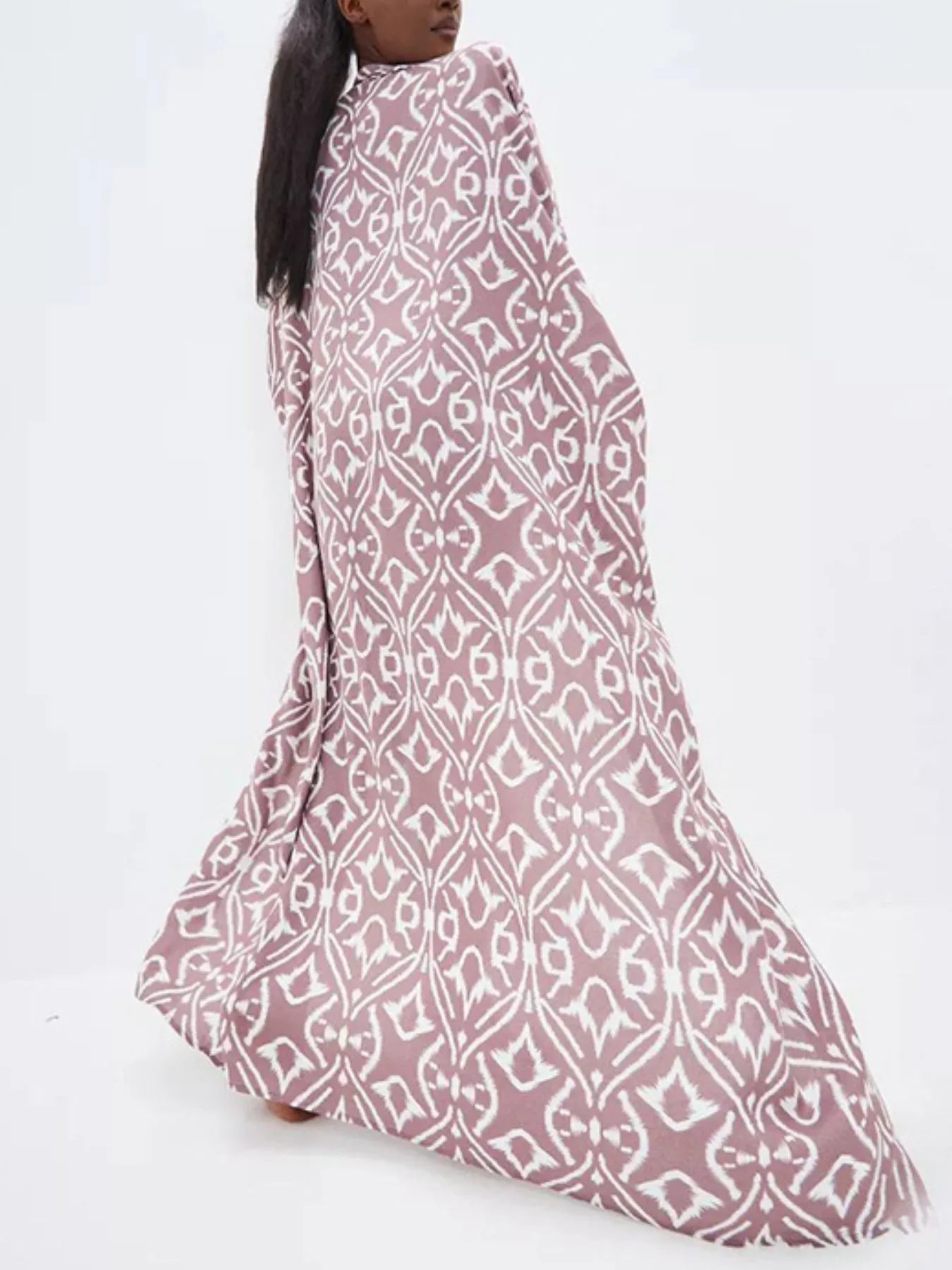 Geometric Print Surplice Beach Cover Up Dress