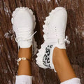 Leopard Mesh Round Toe Athletic