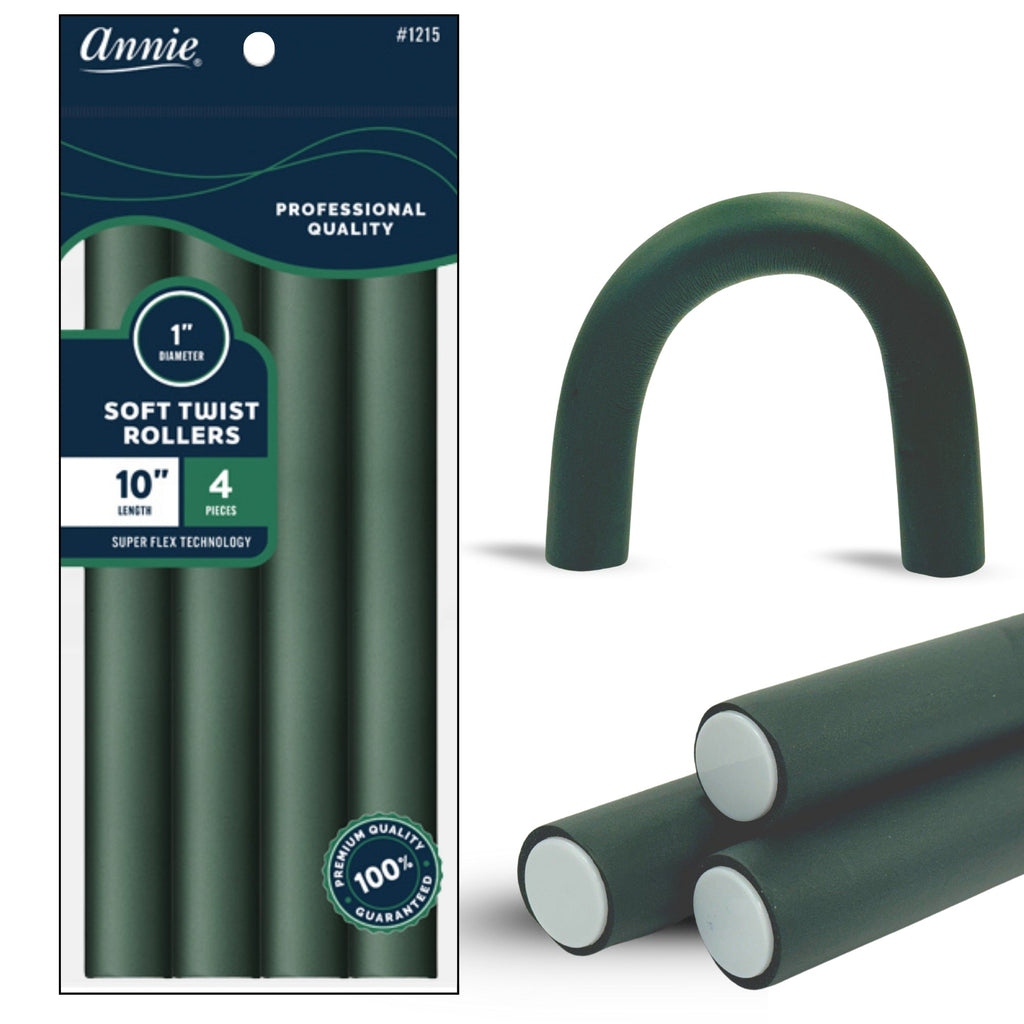 Annie Soft Twist Hair Rollers 1 Inch, 4 Count, Green