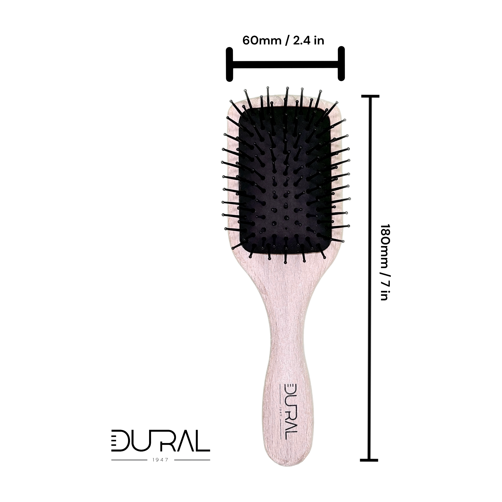Dural Wooden Paddle Brush small Beech Wood Plastic pins with ball tips