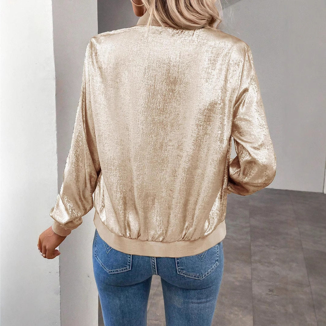Thin Coat With Zip Slim Fit Slimming Casual Jacket Top