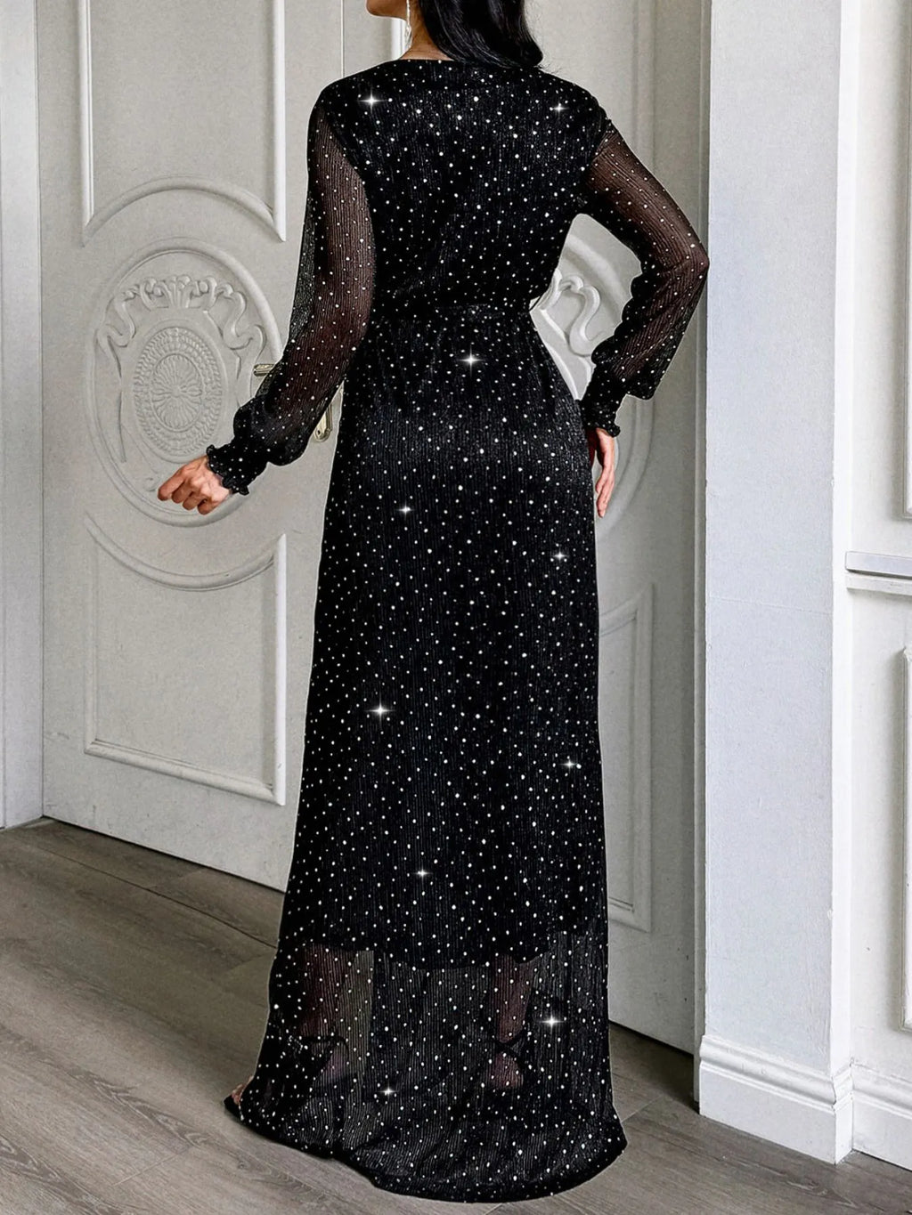 Surplice Slit Tie Waist Maxi Dress