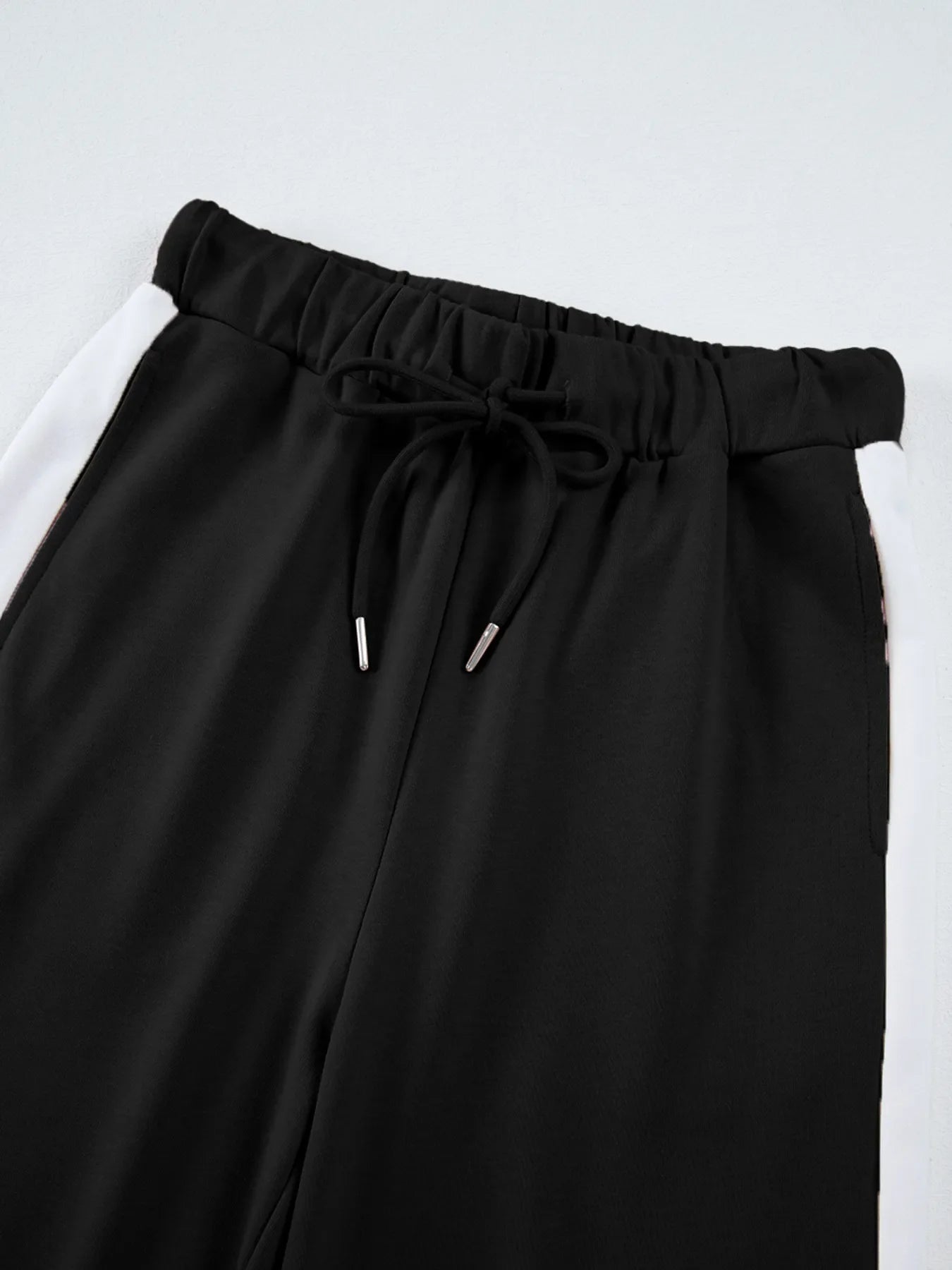 Contrast Trim Round Neck Top and Pants Set