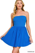 Zenana Combined Knit Tube Top Flare Mini Dress