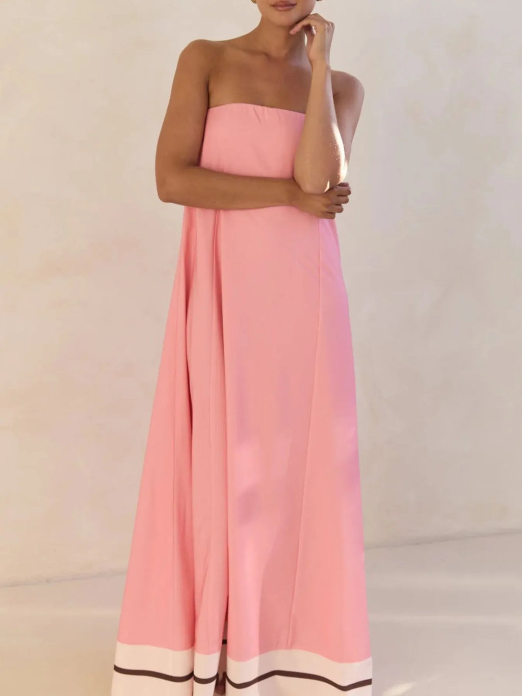 Smocked Printed Tube Maxi Dress