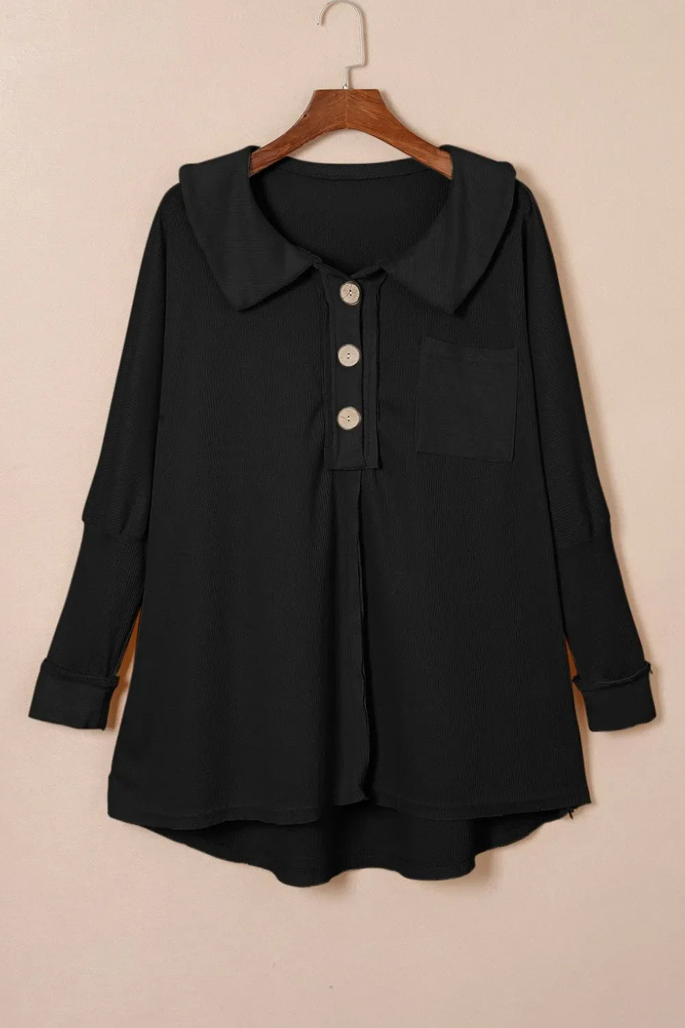 Waffle Knit Button Front Dress