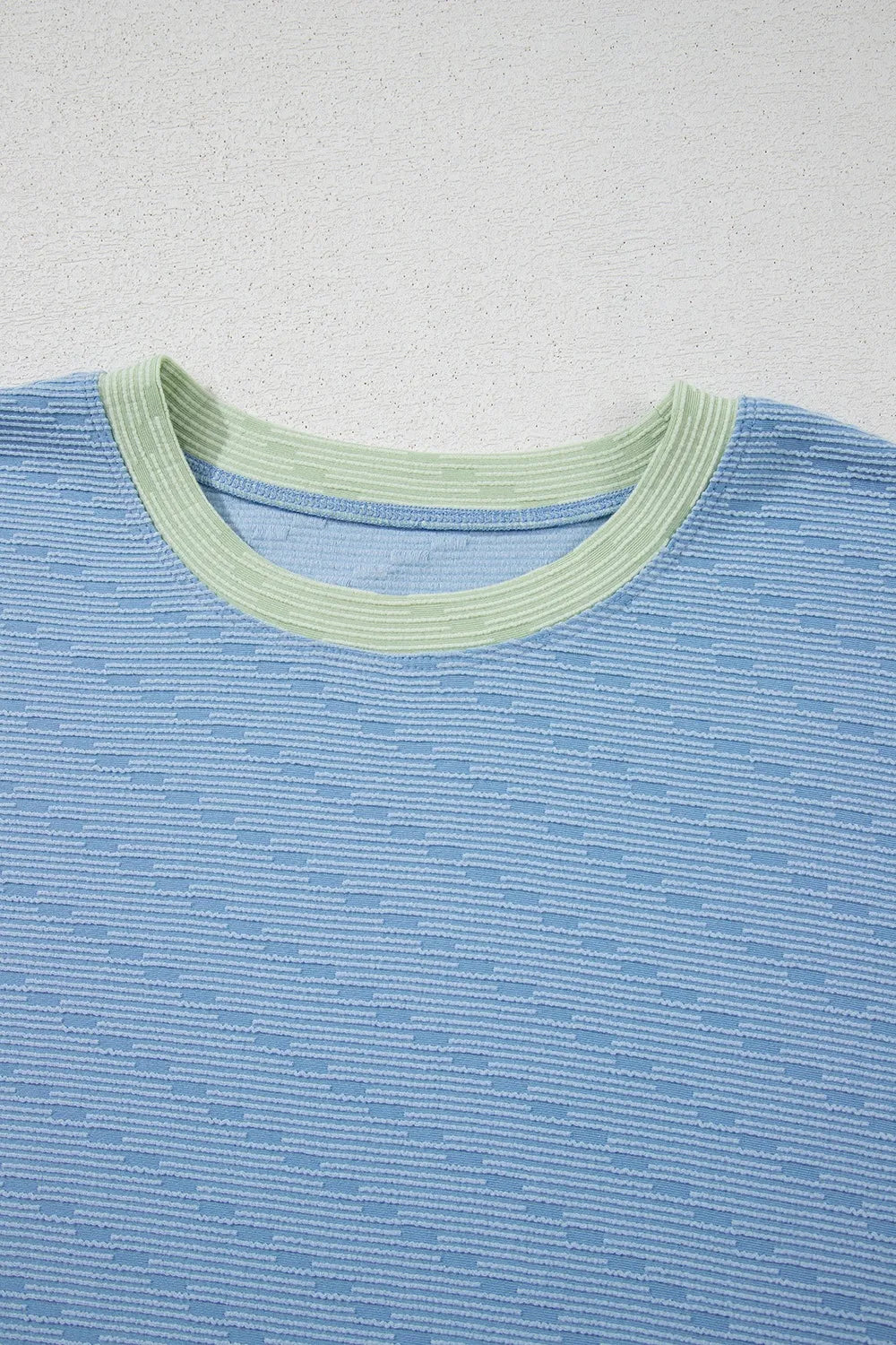 Contrast Round Neck Top and Shorts Set