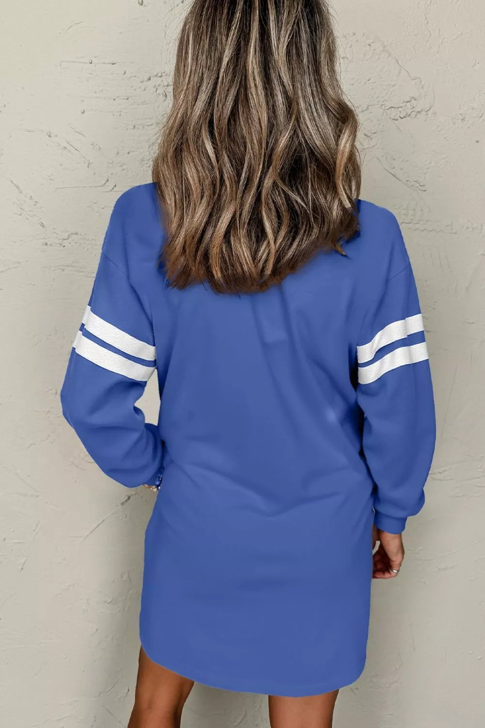 Stripe Long Sleeve Casual Sweatshirt Dress
