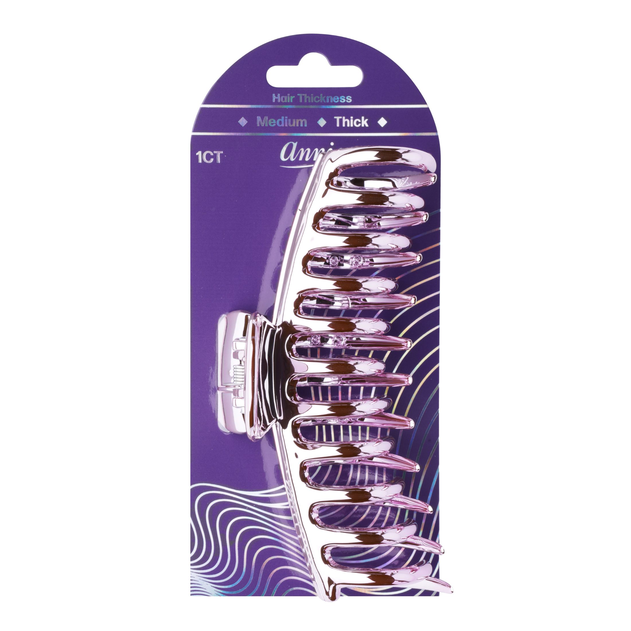 Annie Shiny Large Bone Jaw Clip 13cm, 1 Count Metallic Hair Clip, Pink
