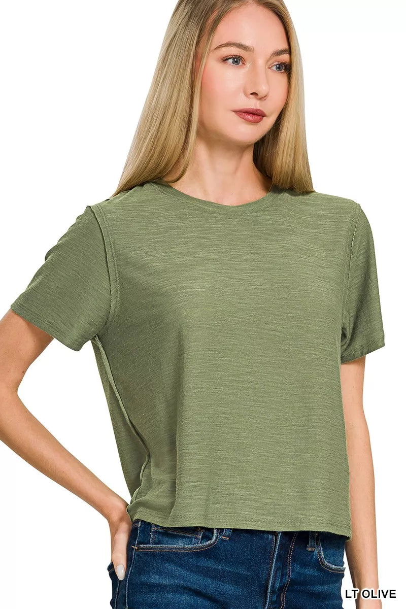 Zenana Slub Short Sleeve Tee