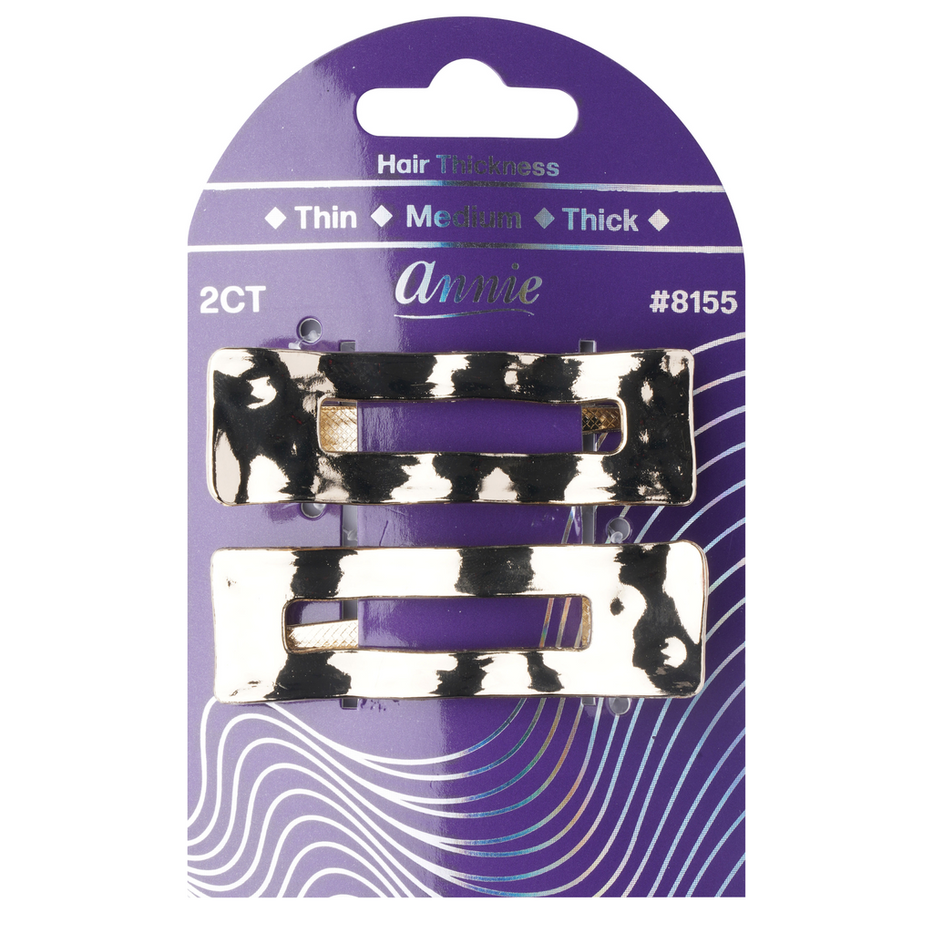 Annie Shiny Metal Hair Clips Rectangle, 2 Count Metallic Hair Clip, Gold