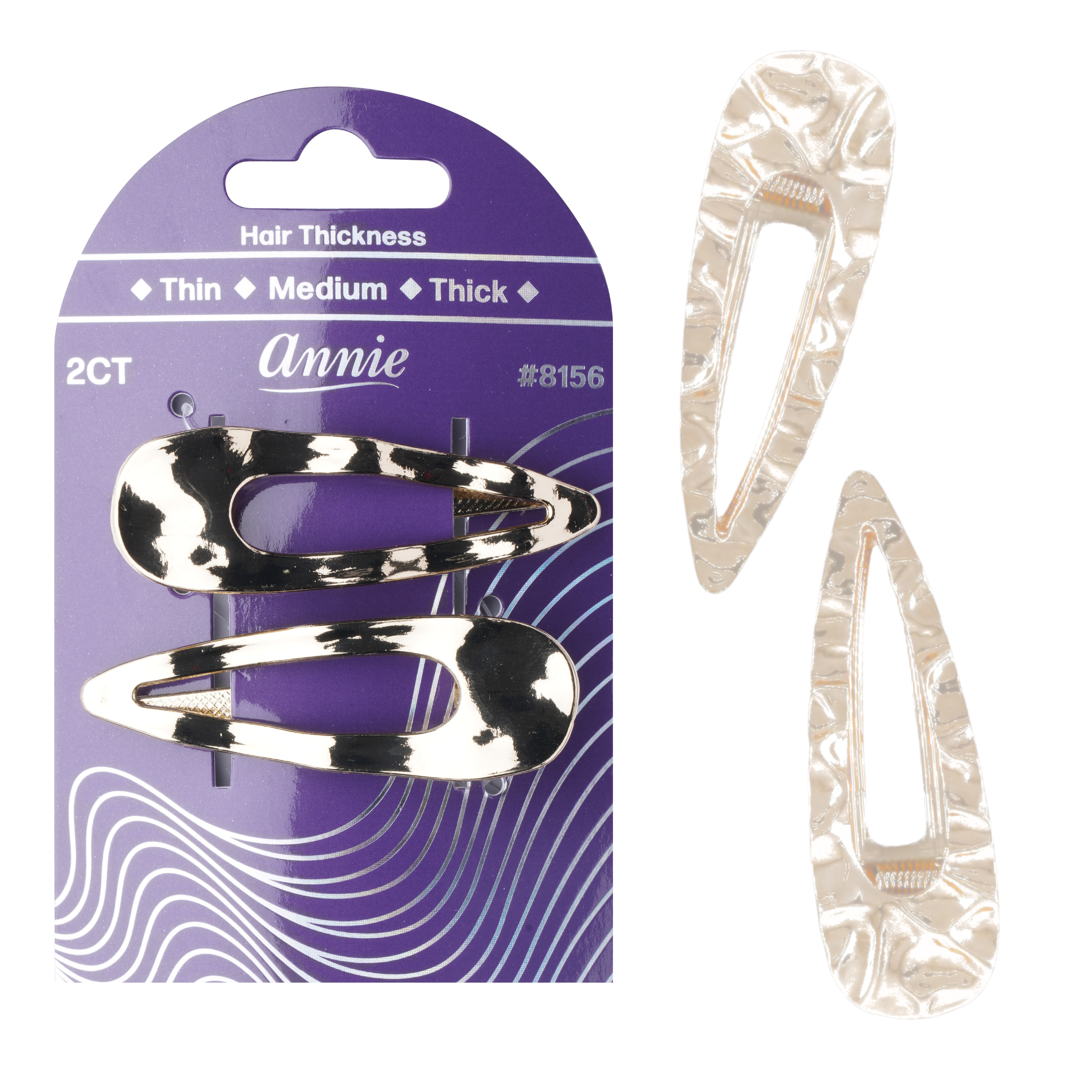Annie Shiny Metal Hair Clips, 2 Count Metallic Hair Clip, Gold