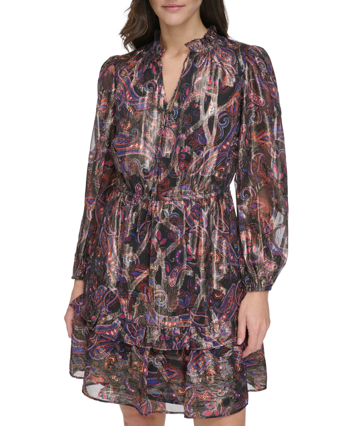 Vince Camuto Womens Paisley-Print Fit and Flare Dress , Size 14