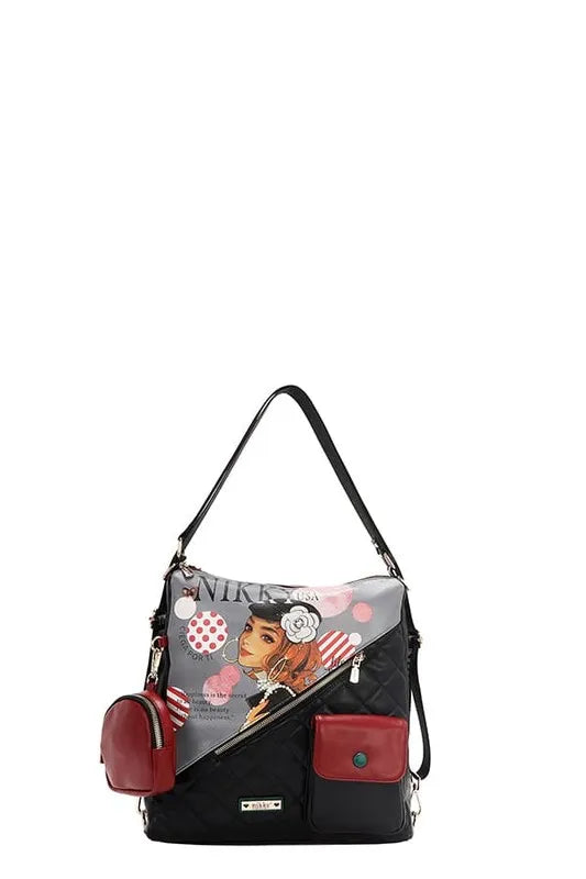 Nicole Lee USA Convertible Adjustable Strap Backpack Bag