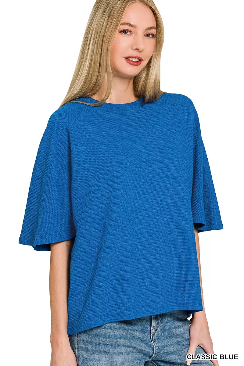 Zenana Double Knit Short Sleeve Top