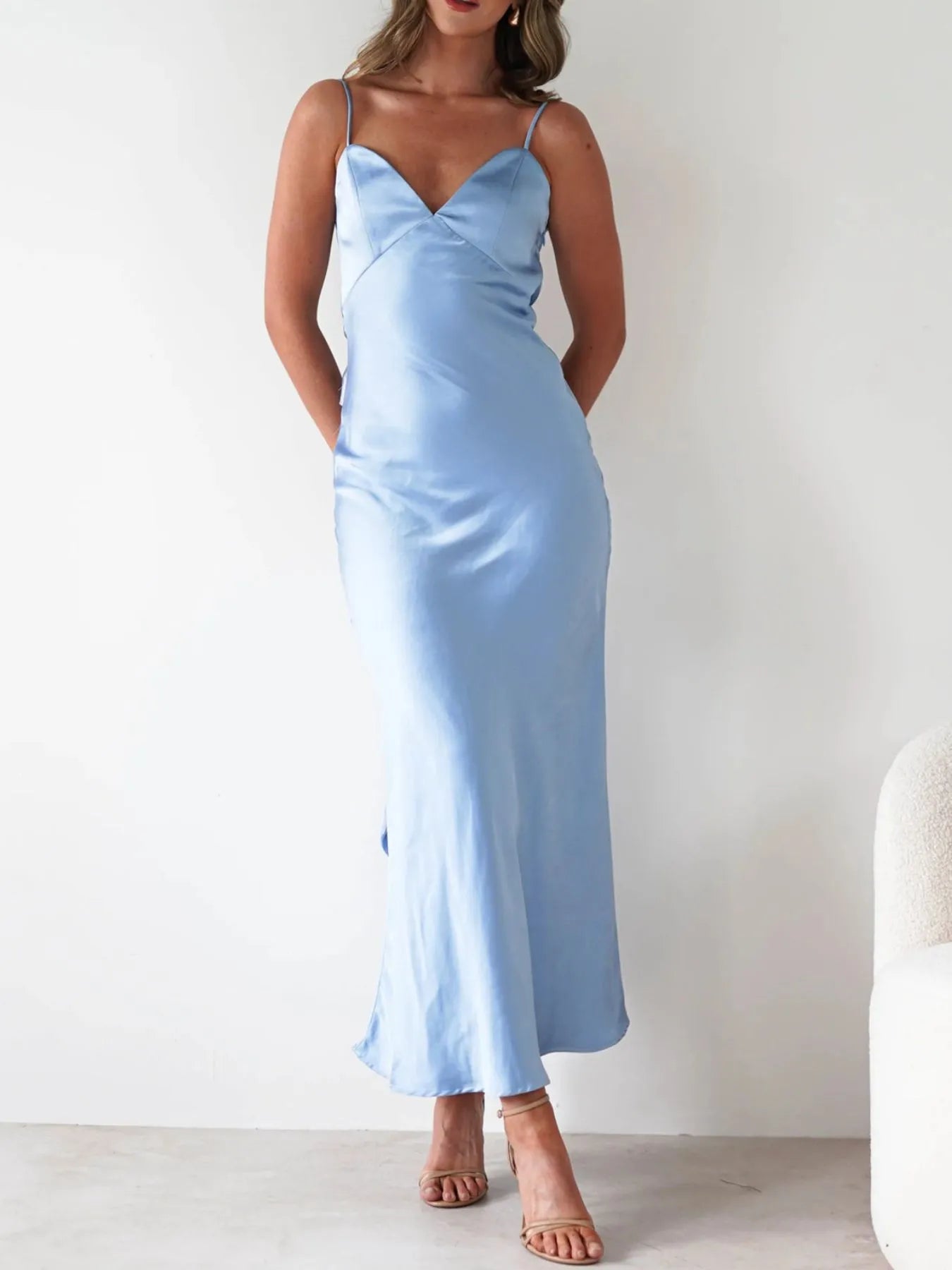 Satin Backless Cami Dress