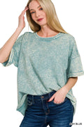 Zenana French Terry Acid Washed T-Shirt
