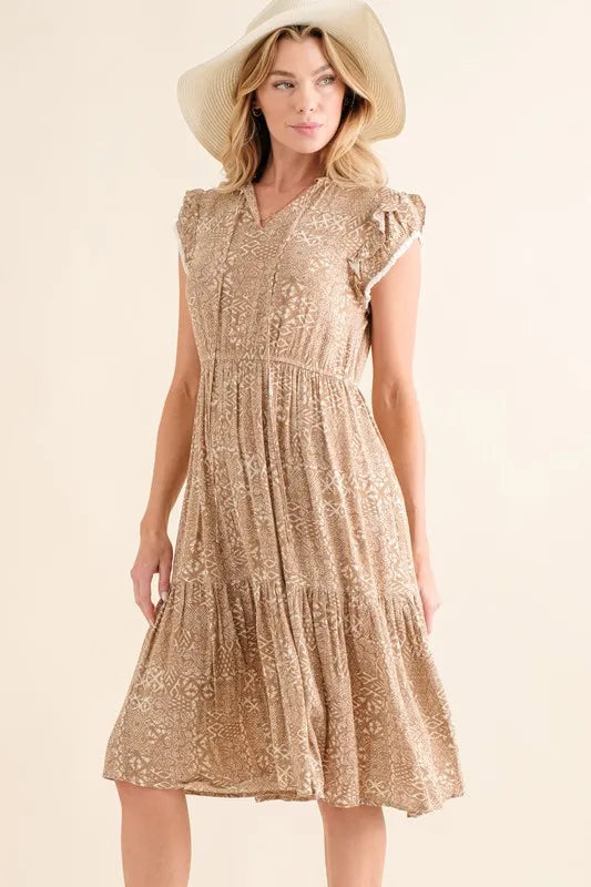 And The Why Boho Printed Tiered Maxi Dress