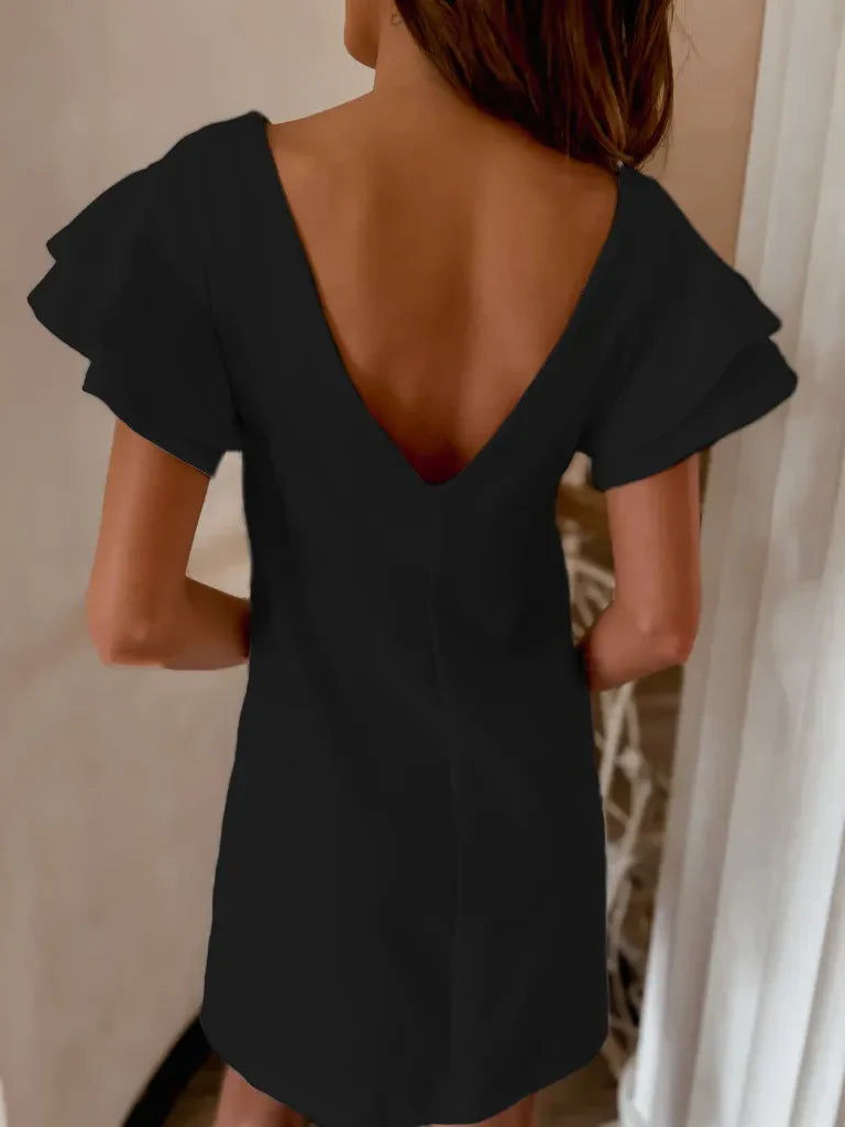 Ruffled Layered Short Sleeve Mini Dress