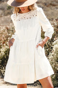 3/4 Sleeve Tiered Mini Dress