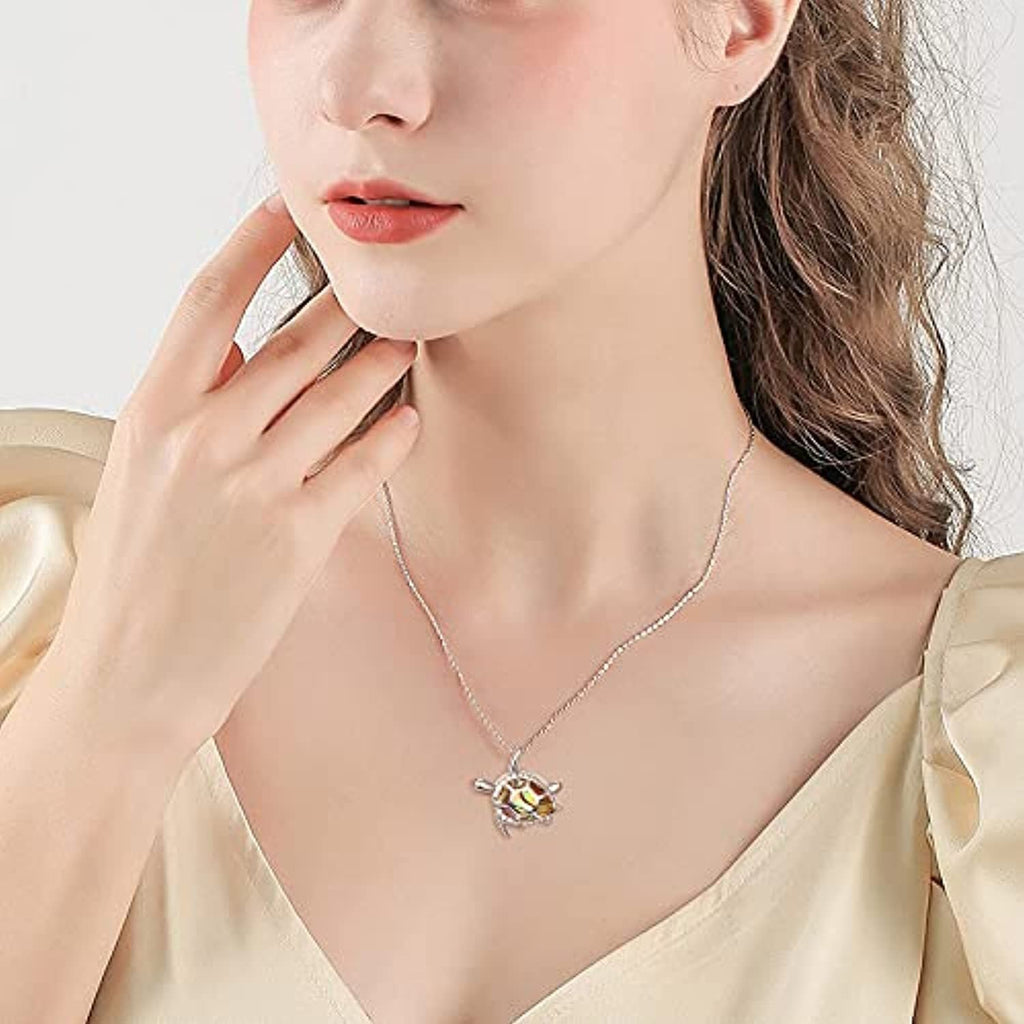 Silver Sea Turtle Locket Picture Photo Locket Abalone Shell Necklace For Women