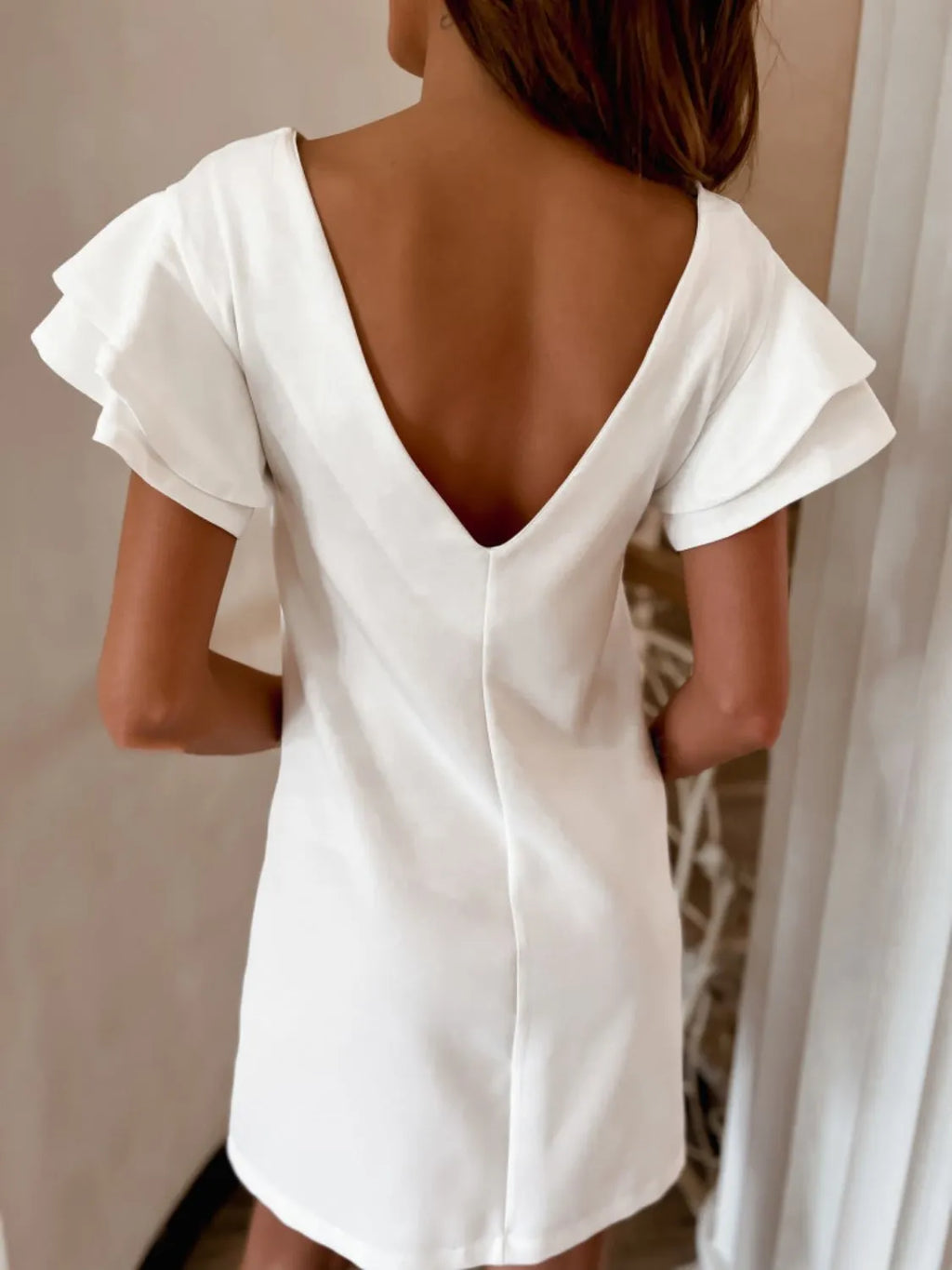 Ruffled Layered Short Sleeve Mini Dress
