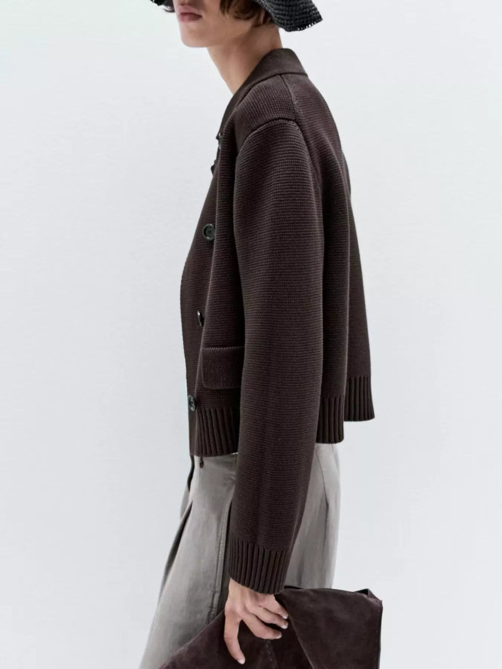 Double-Breasted Knit Cardigan