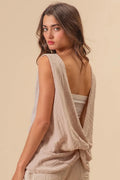BiBi Textured Sweather Knit Twist Back Sleeveless Top