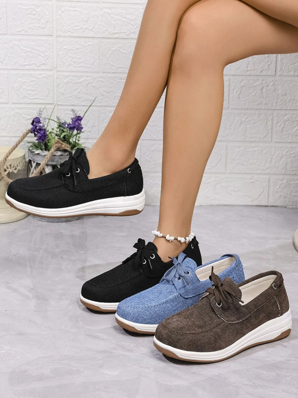 Lace Up Wedge Sneakers