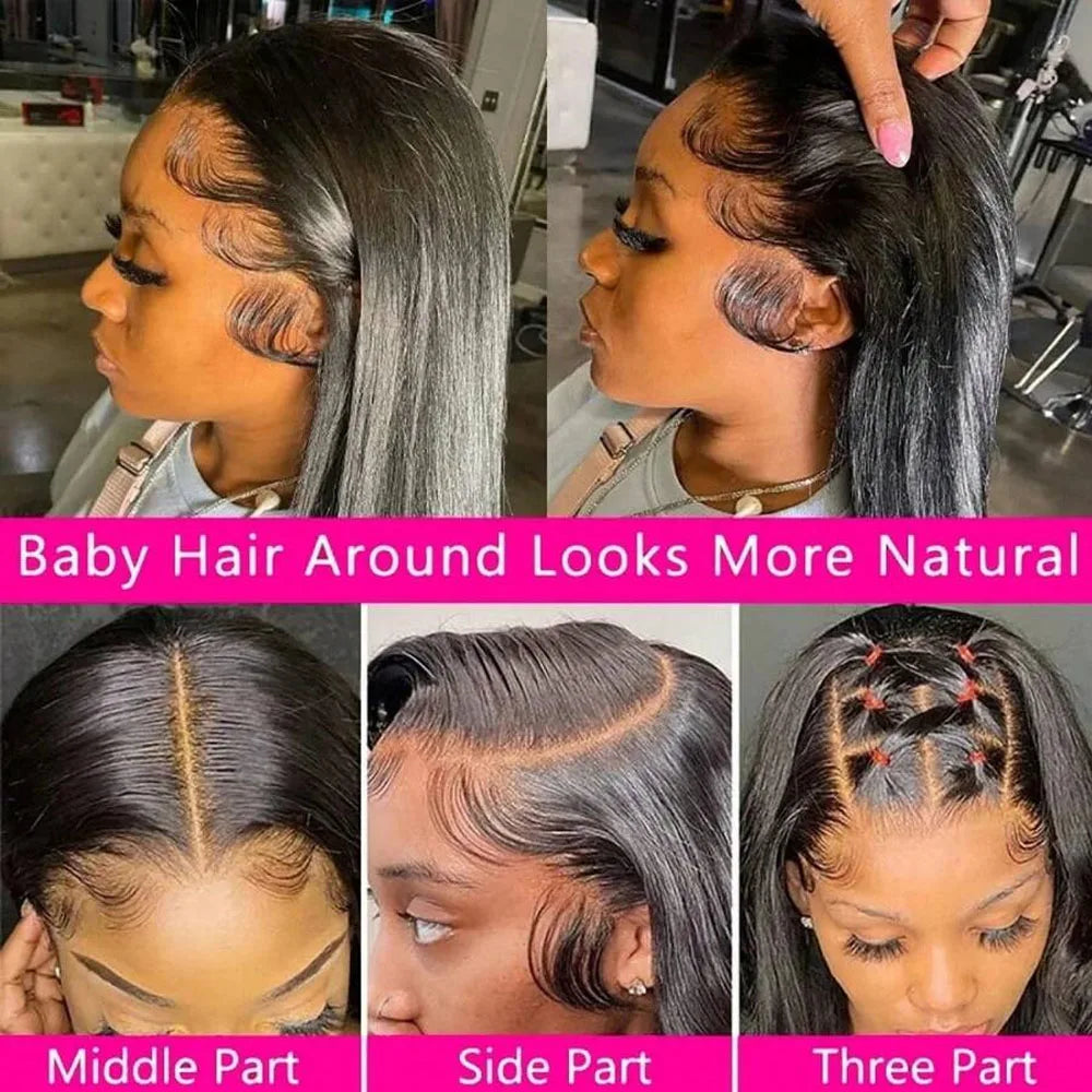 Full Frontal Real HD Lace Wig Human Hair Pre Plucked Bleached Knots 250% Density Straight Human Hair Wigs For Women 26 Inch